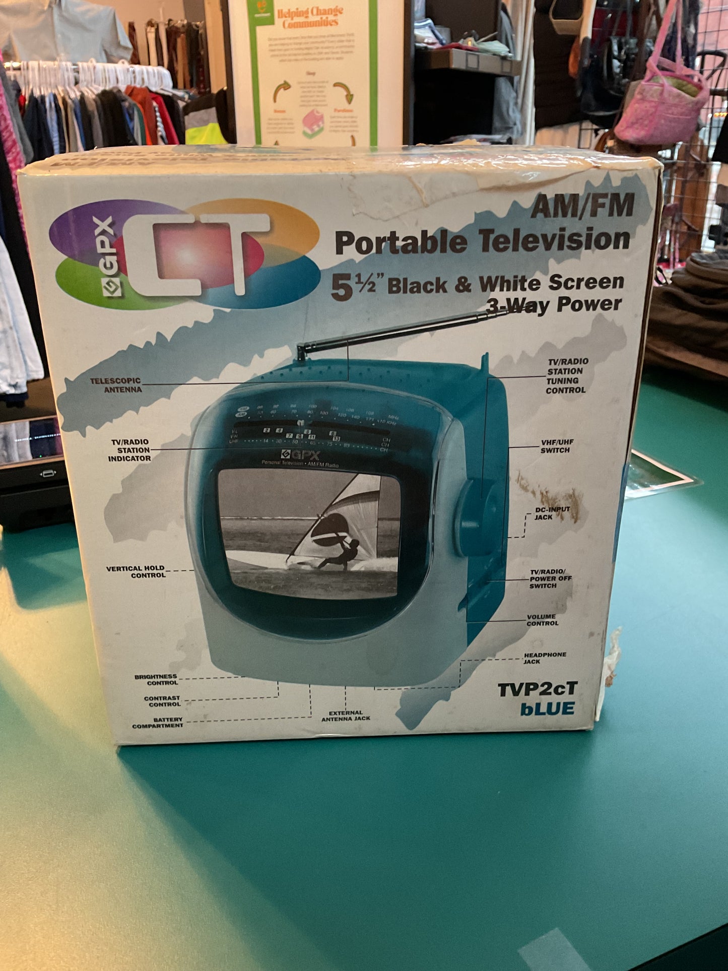 Vintage Unopened GPX CT 5 1/2” Black and White Portable Television
