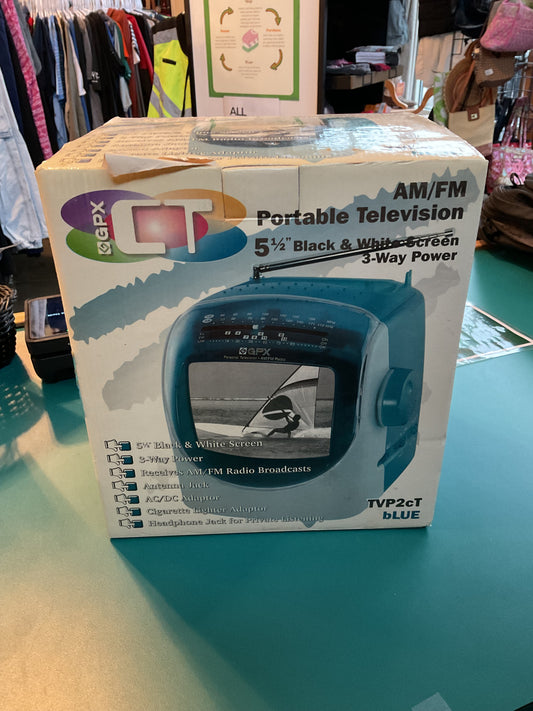 Vintage Unopened GPX CT 5 1/2” Black and White Portable Television