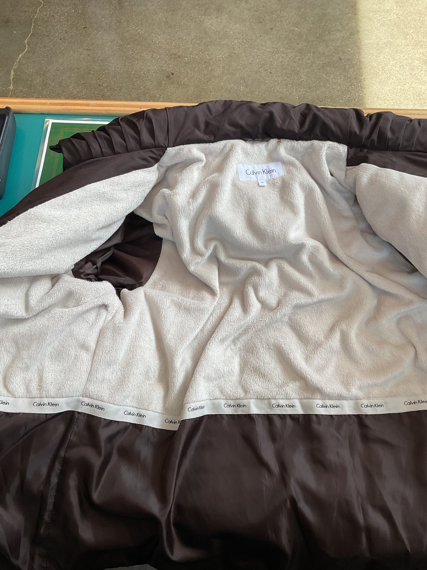 Brown Calvin Klein Down Coat with Hood size 1X