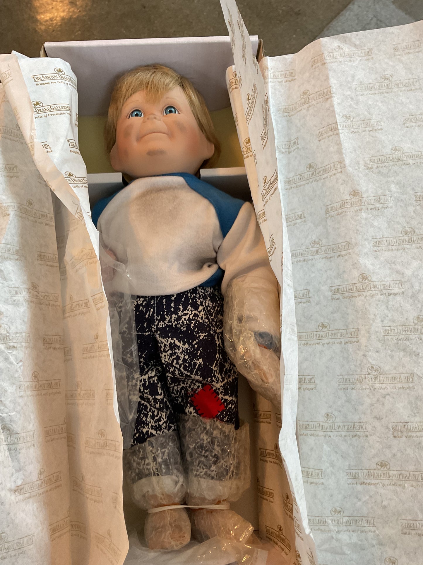 Kevin New Porcelain Boy Doll with Stand from Ashton-Drake Galleries