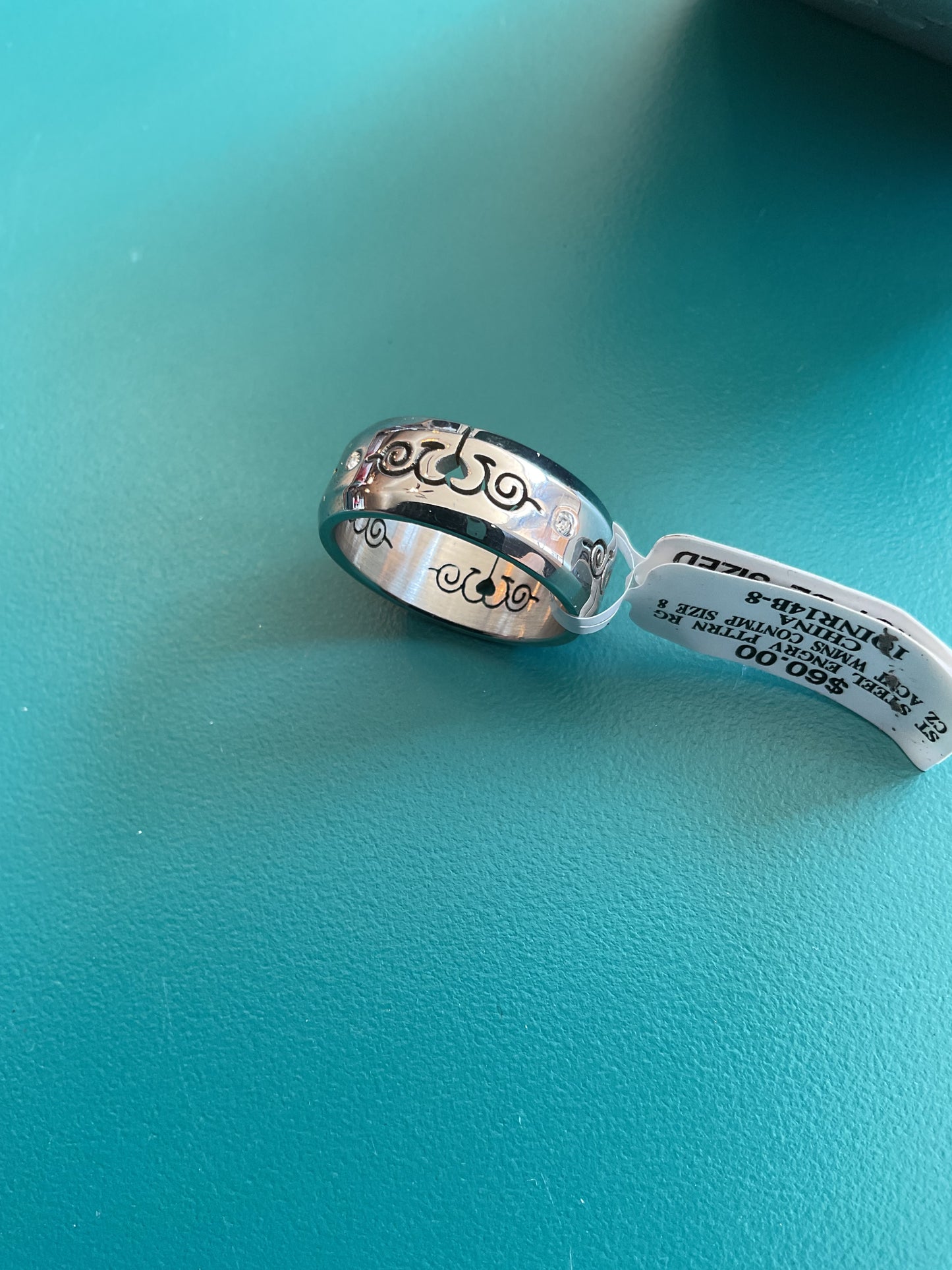 Stainless Steel Ring Energy Pattern Ring Women’s Size 8