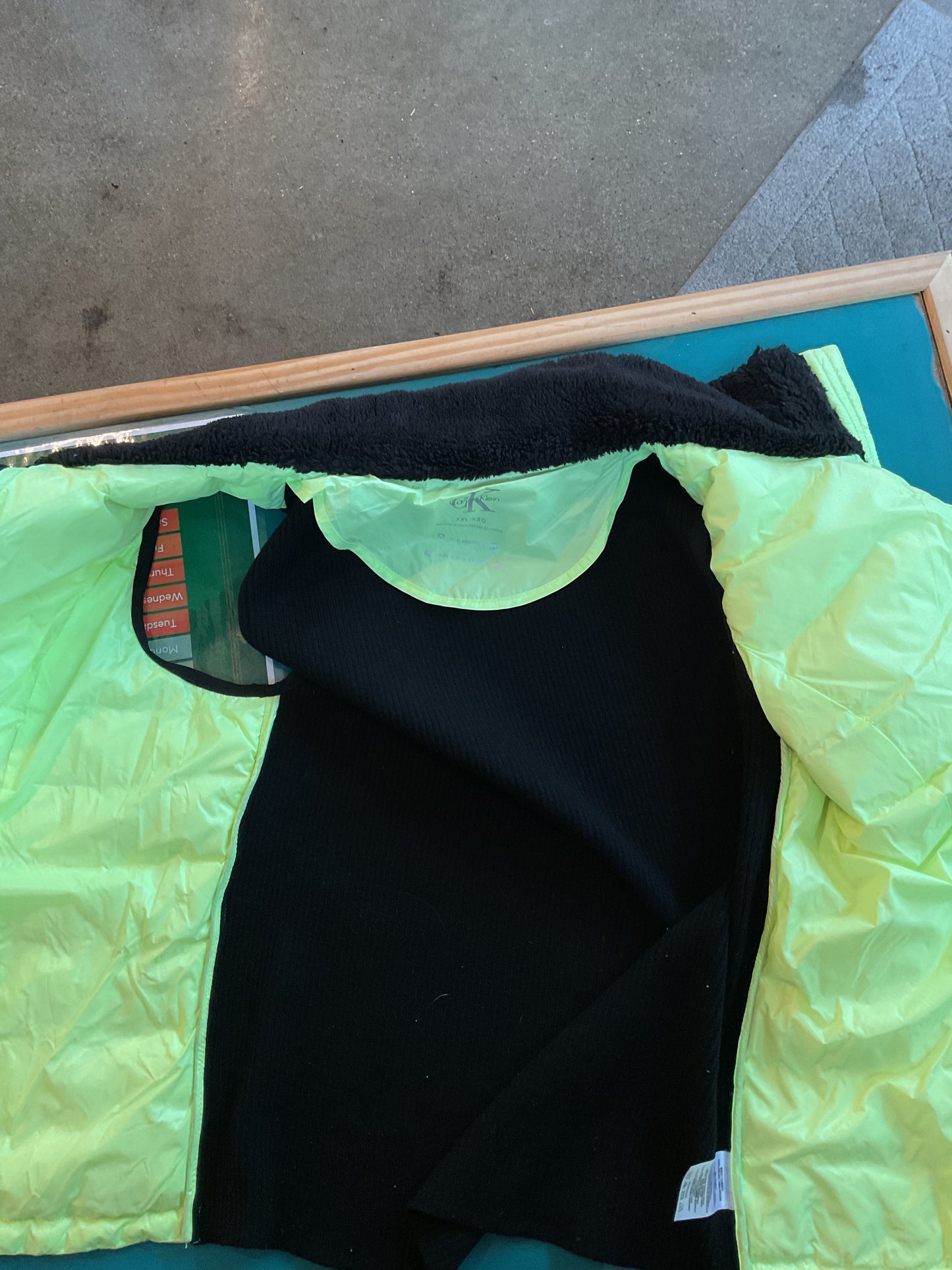 Vintage Calvin Klein Neon Down Puffer Vest 2XL