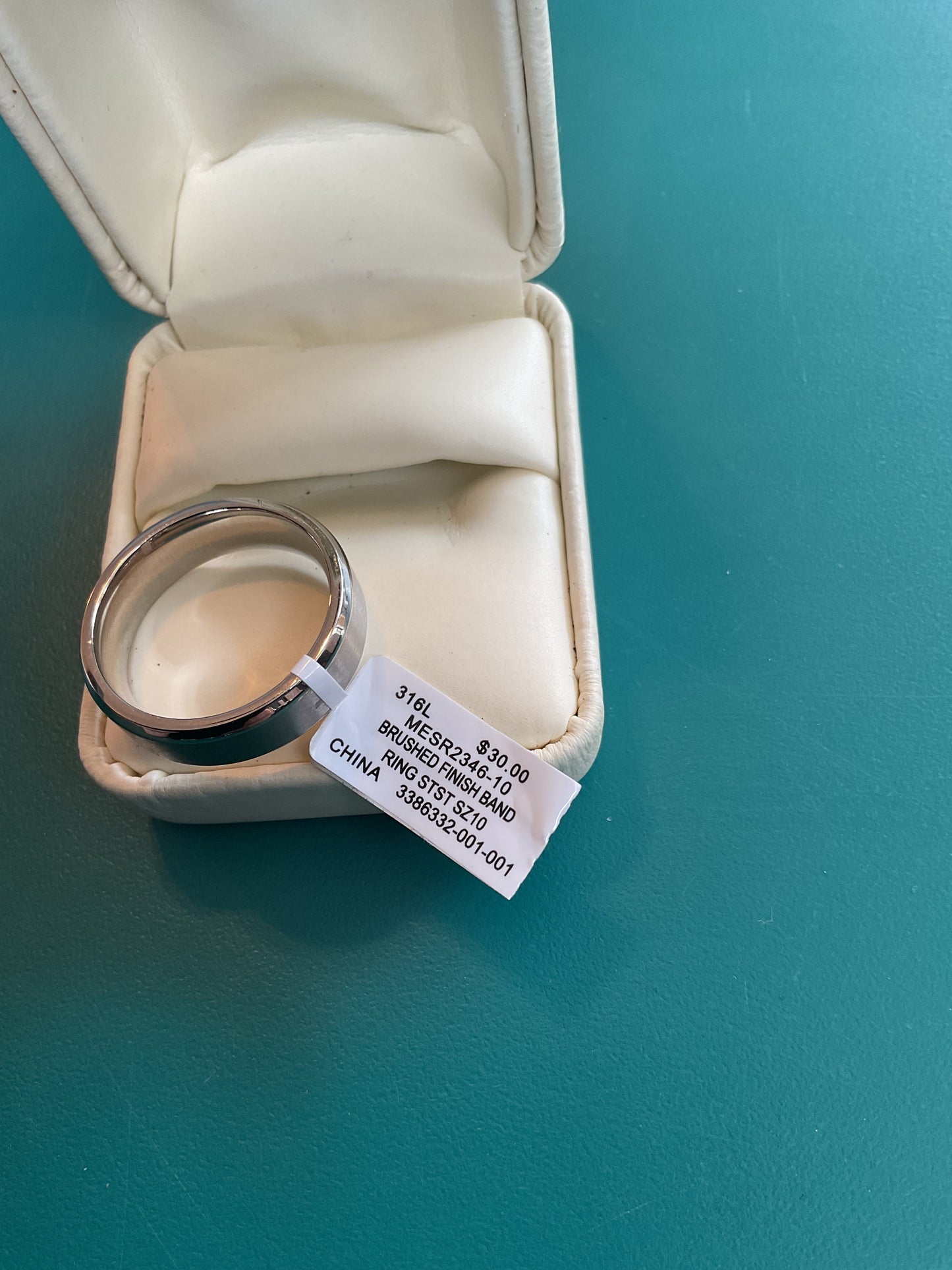 Brushed Finish Metal Ring Size 10