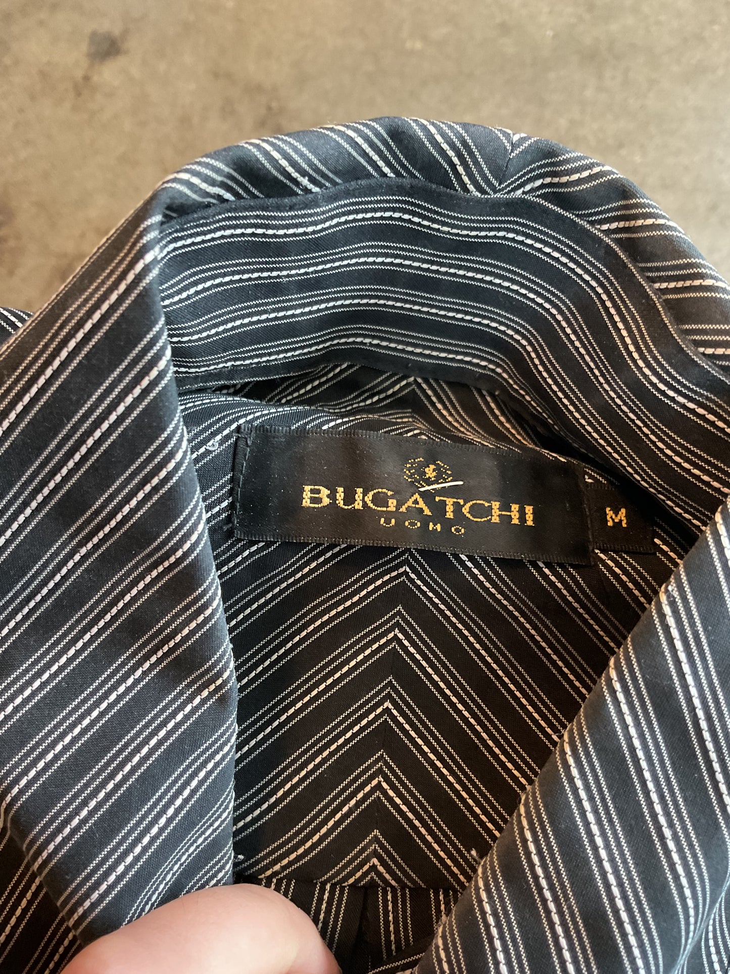 Bugatchi Uomo Black and White Striped Button Down