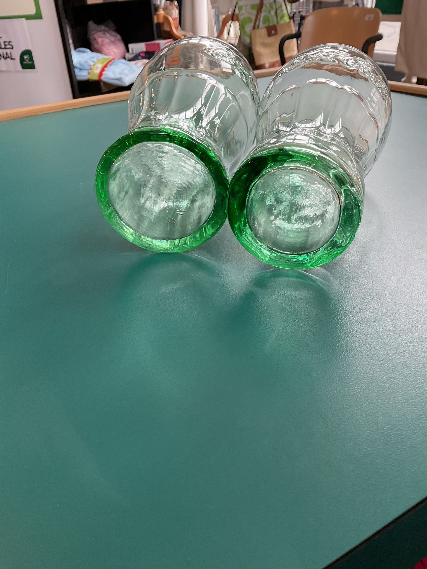 Set of Vintage Green Tint Coca-Cola Glasses