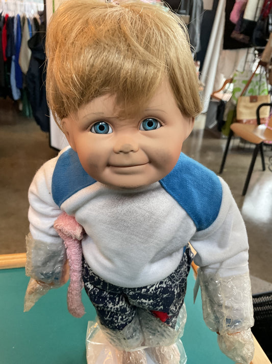 Kevin New Porcelain Boy Doll with Stand from Ashton-Drake Galleries
