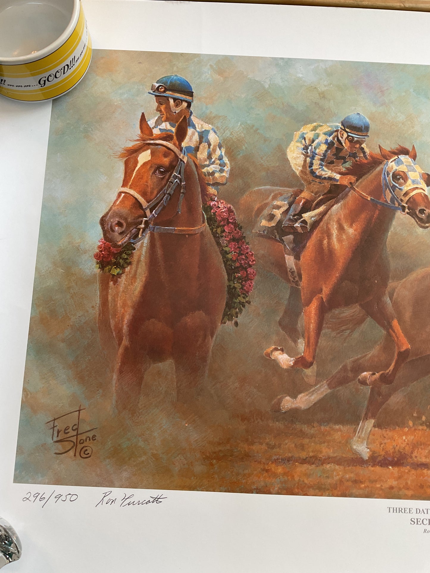 “Three Dates with Destiny” Secretariat print by Fred Stone Signed with Authentication
