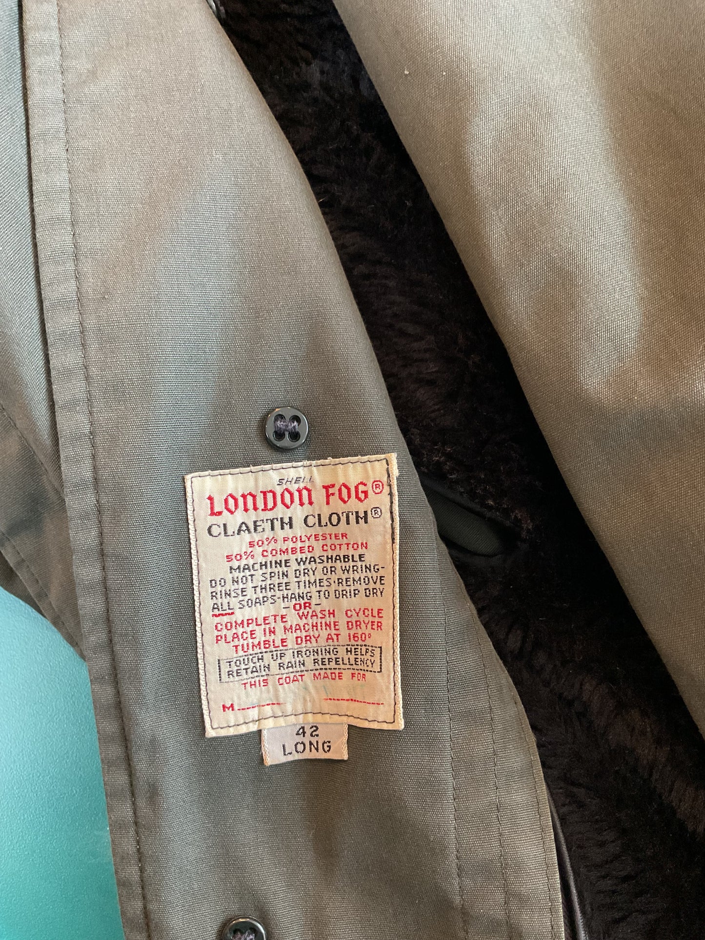 London Fog Long Men’s Green Peacoat