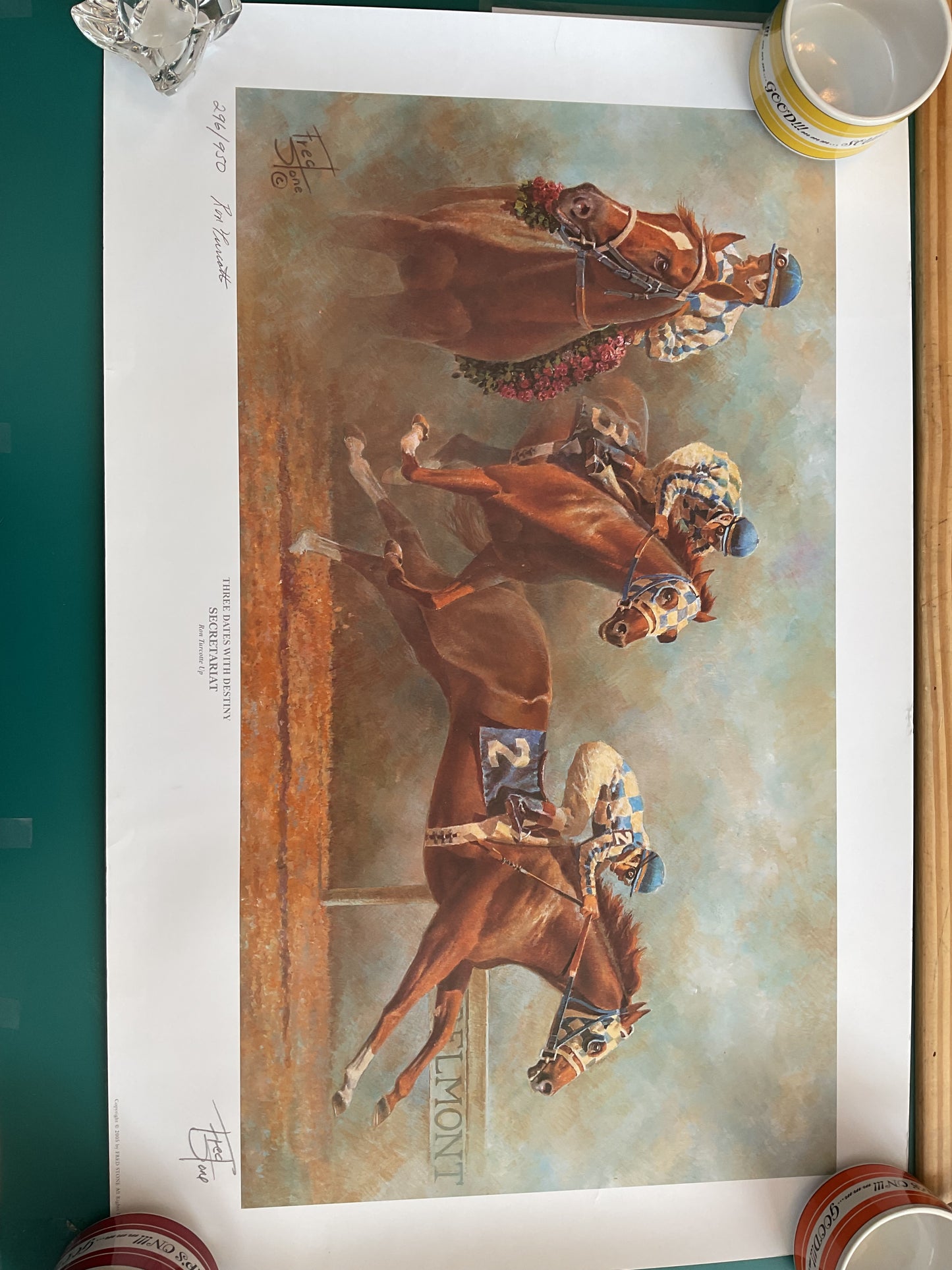 “Three Dates with Destiny” Secretariat print by Fred Stone Signed with Authentication