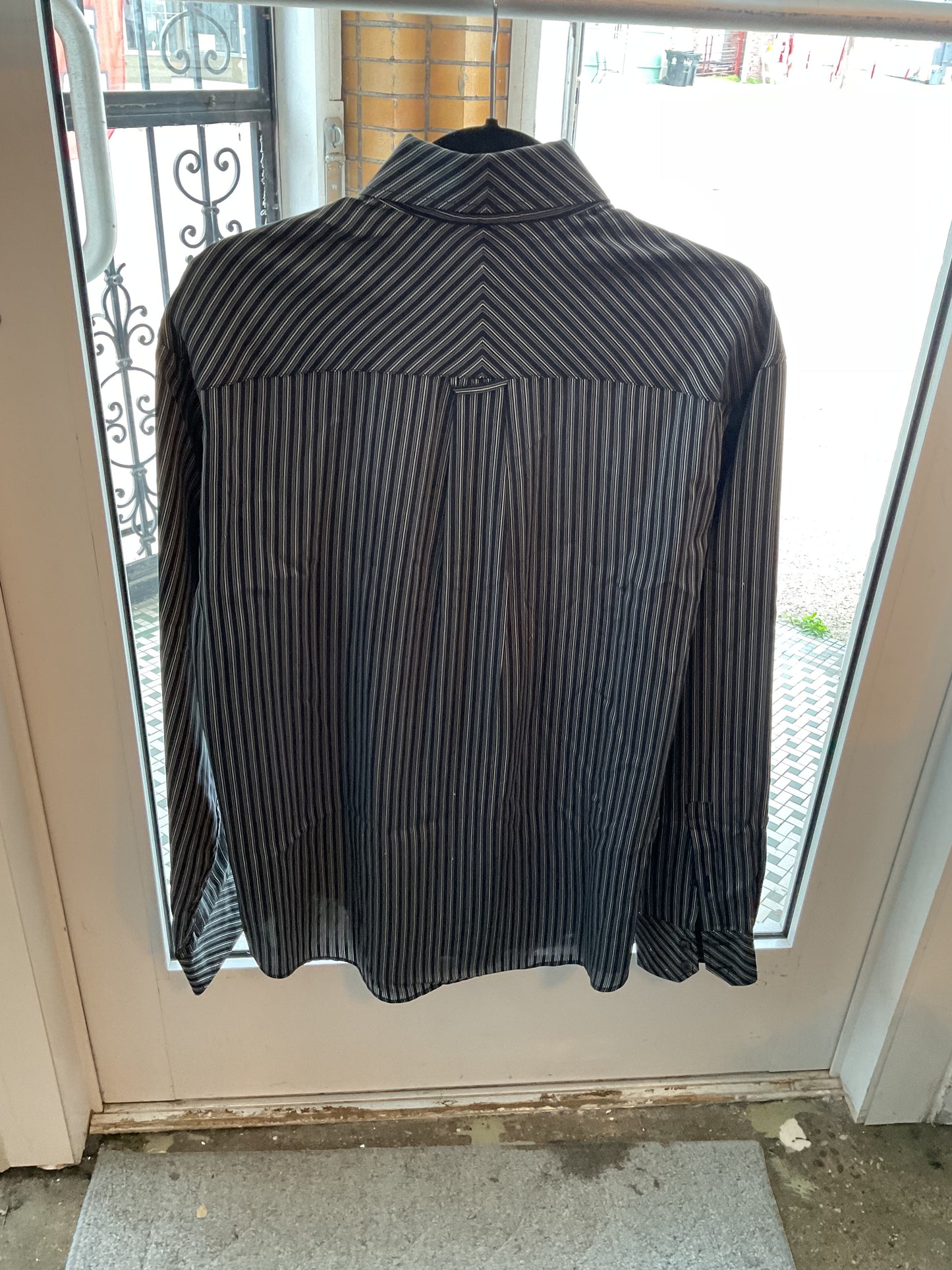 Bugatchi Uomo Black and White Striped Button Down