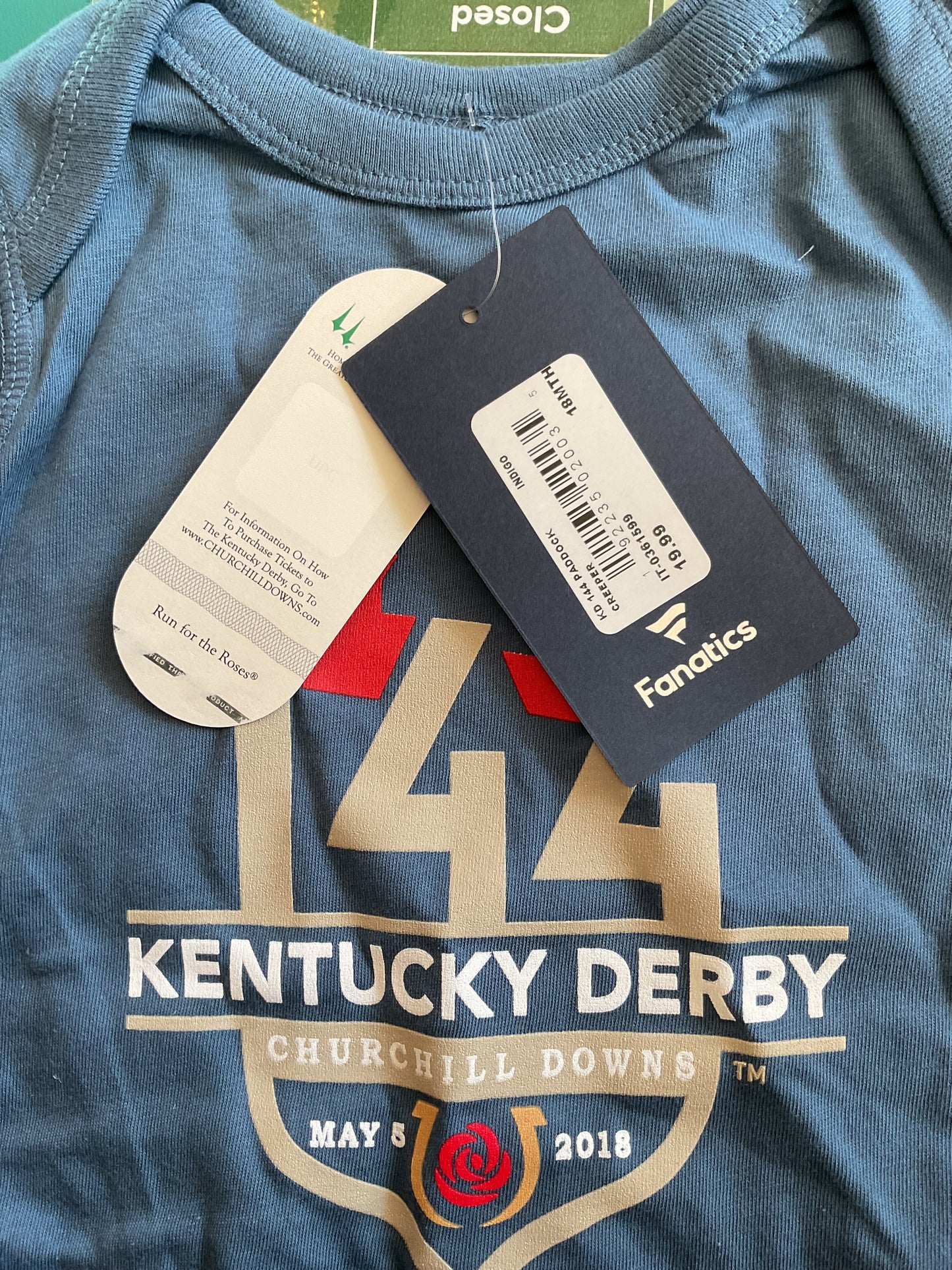 Baby Onesie 18 Months Commemorating 144 KY Derby in 2018