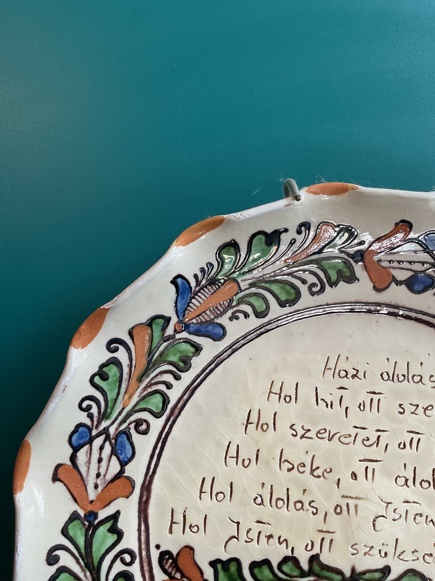 Korond Hungarian Ceramic Decorative Plate with Hanger