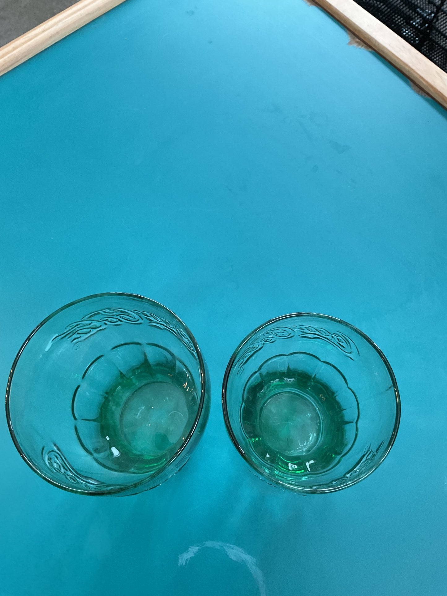 Set of Vintage Green Tint Coca-Cola Glasses