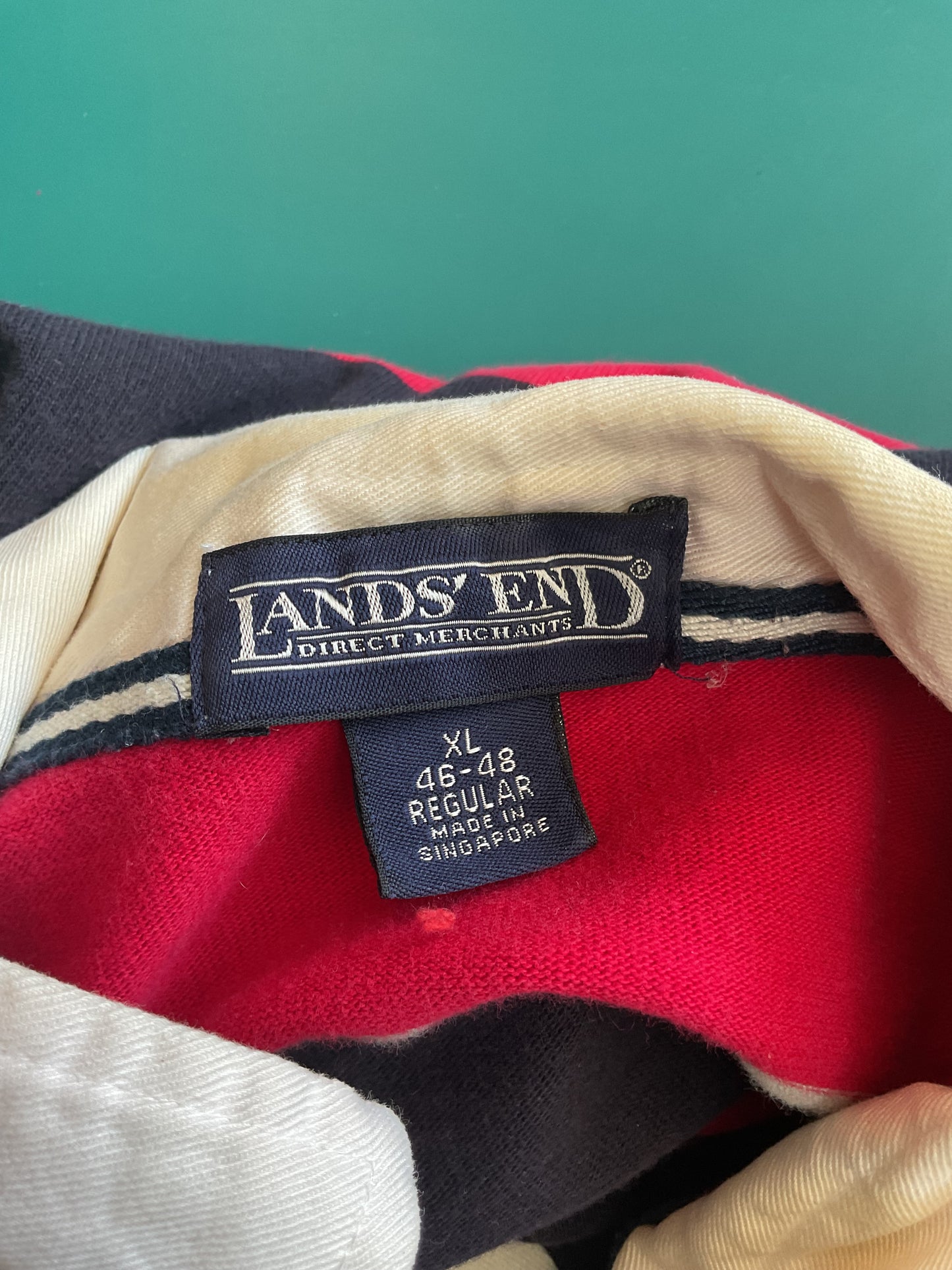 Vintage Lands’ End Striped Long sleeve Polo XL