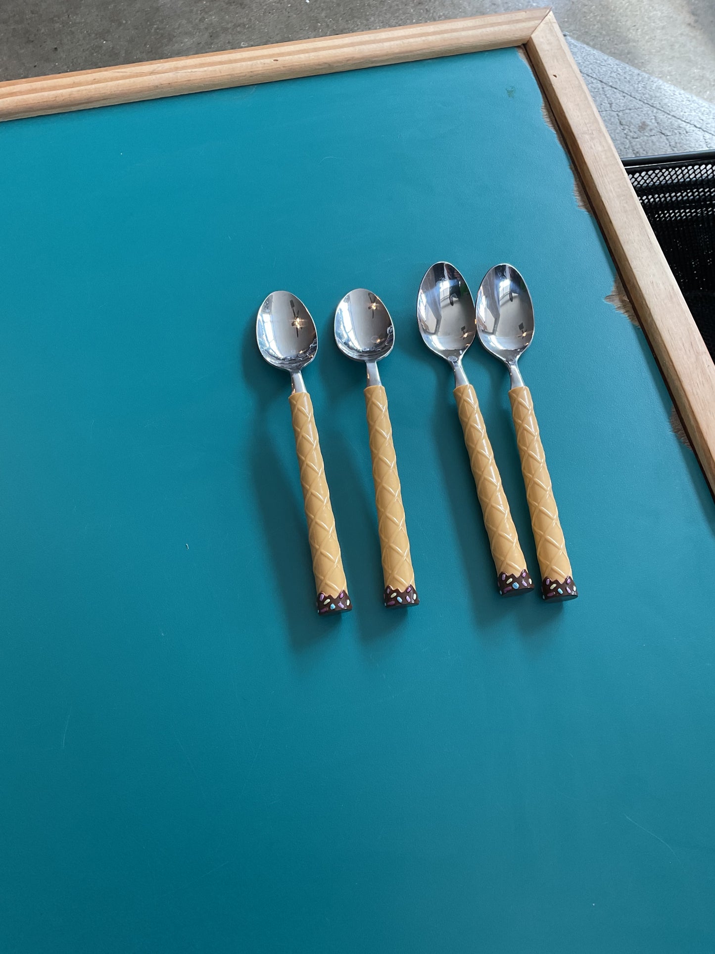 Set of Four Oneida Ice Cream Cone Spoons