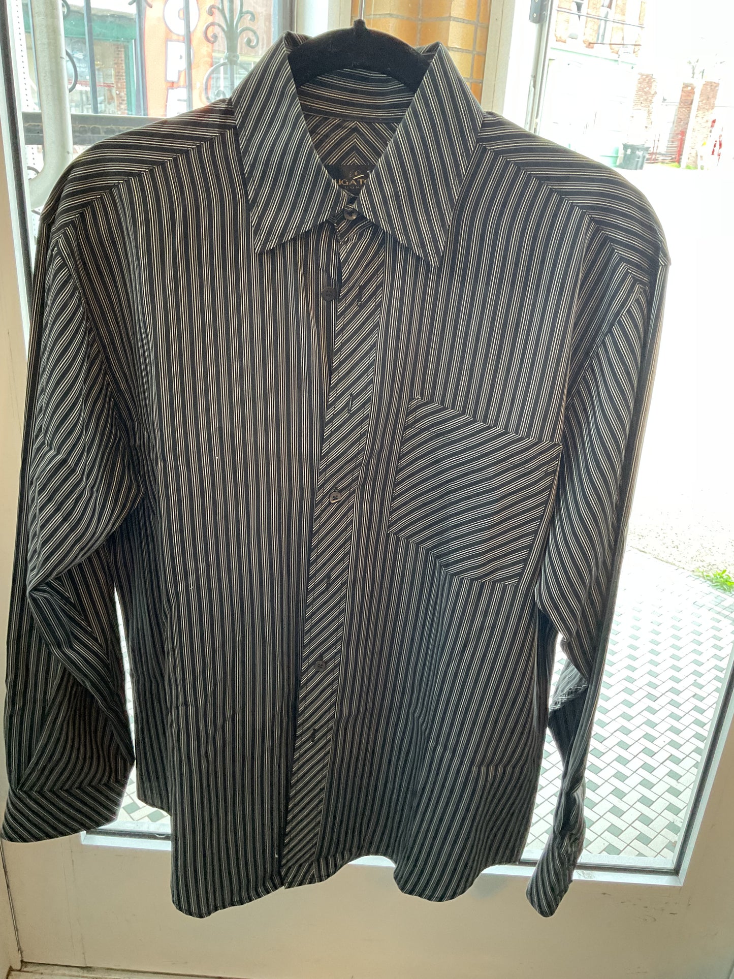Bugatchi Uomo Black and White Striped Button Down