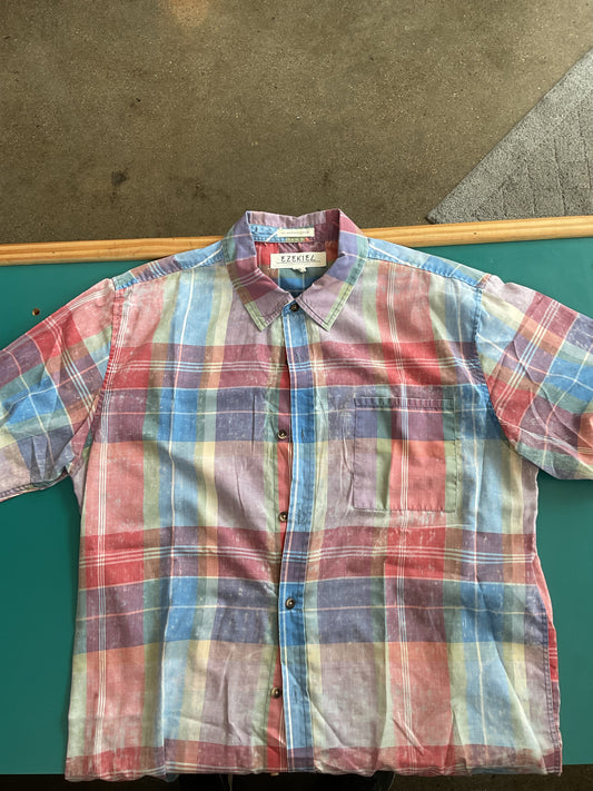 Ezekiel Spring Short Sleeve Button Down Picnic Shirt Size Large