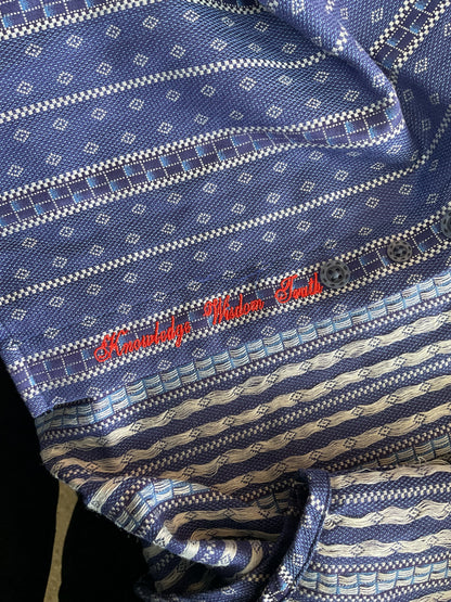 Fun Robert Graham Blue Button Up Shirt size Large