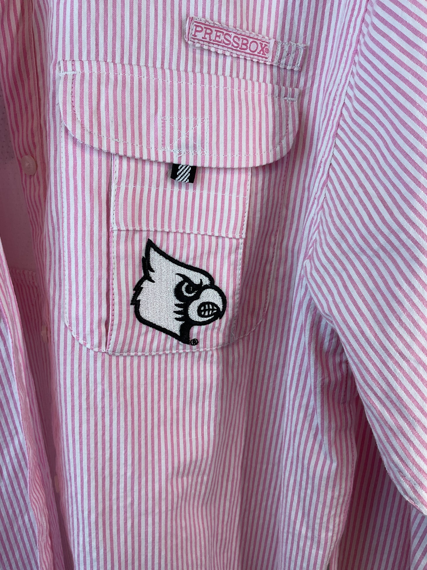 Vintage Pink Pinstripe Louisville Cardinals Button Up XL