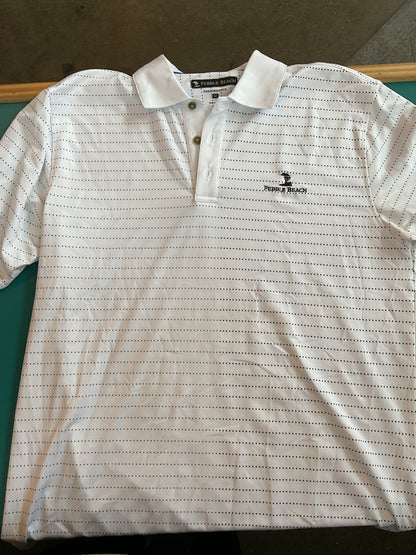 Comfortable Pebble Beach White Performance Polo Size Medium