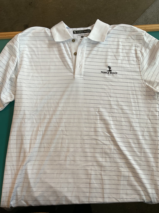 Comfortable Pebble Beach White Performance Polo Size Medium