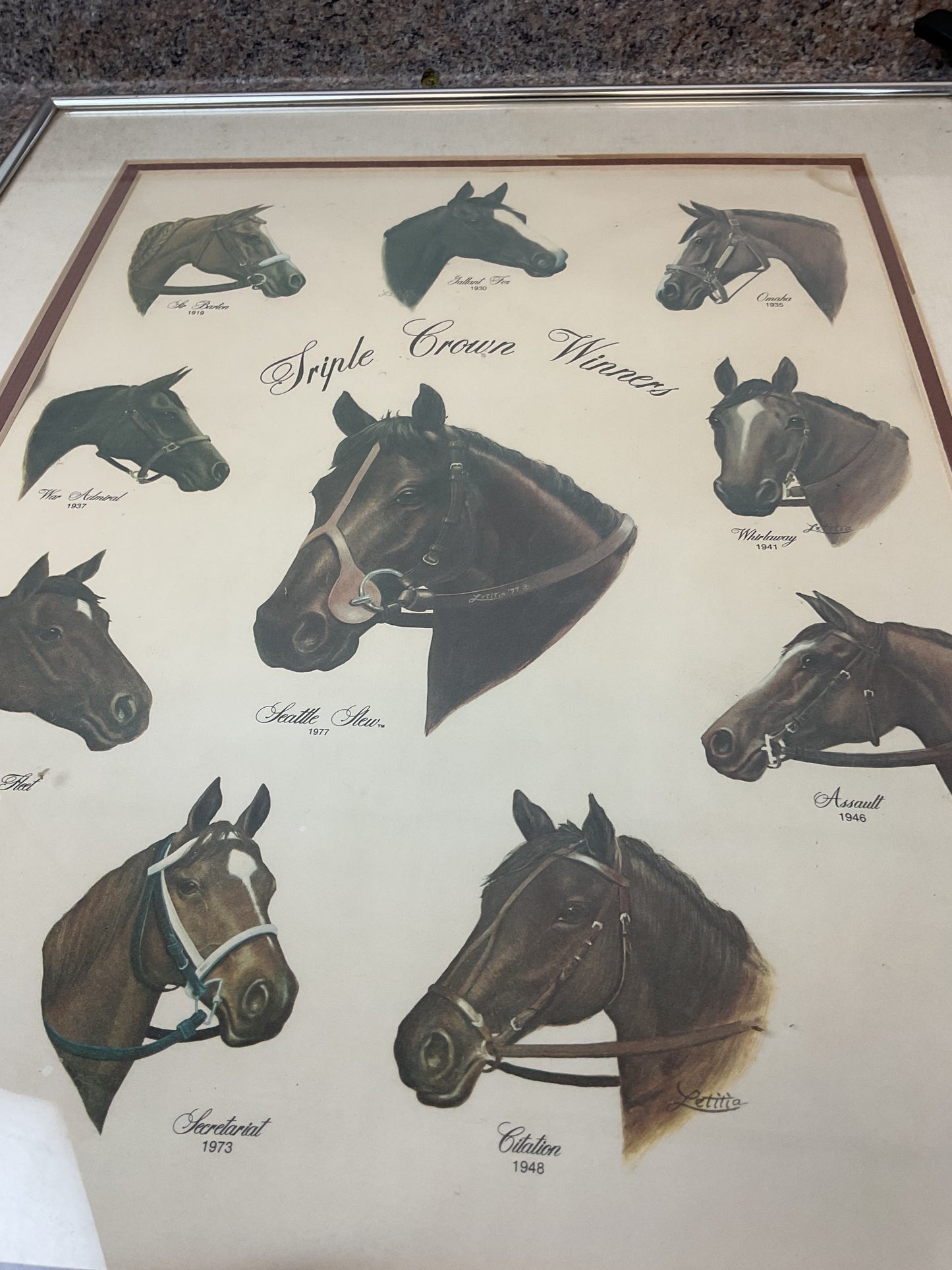 Triple Crown Winners 1977 Framed Print Seattle Slew