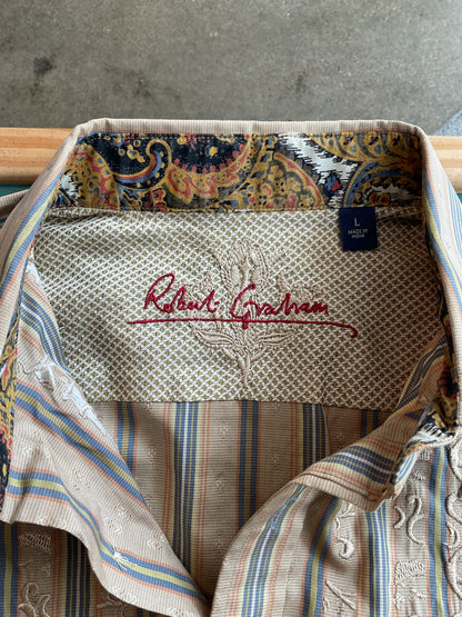 Fun Robert Graham Embroidered Tan Button Up