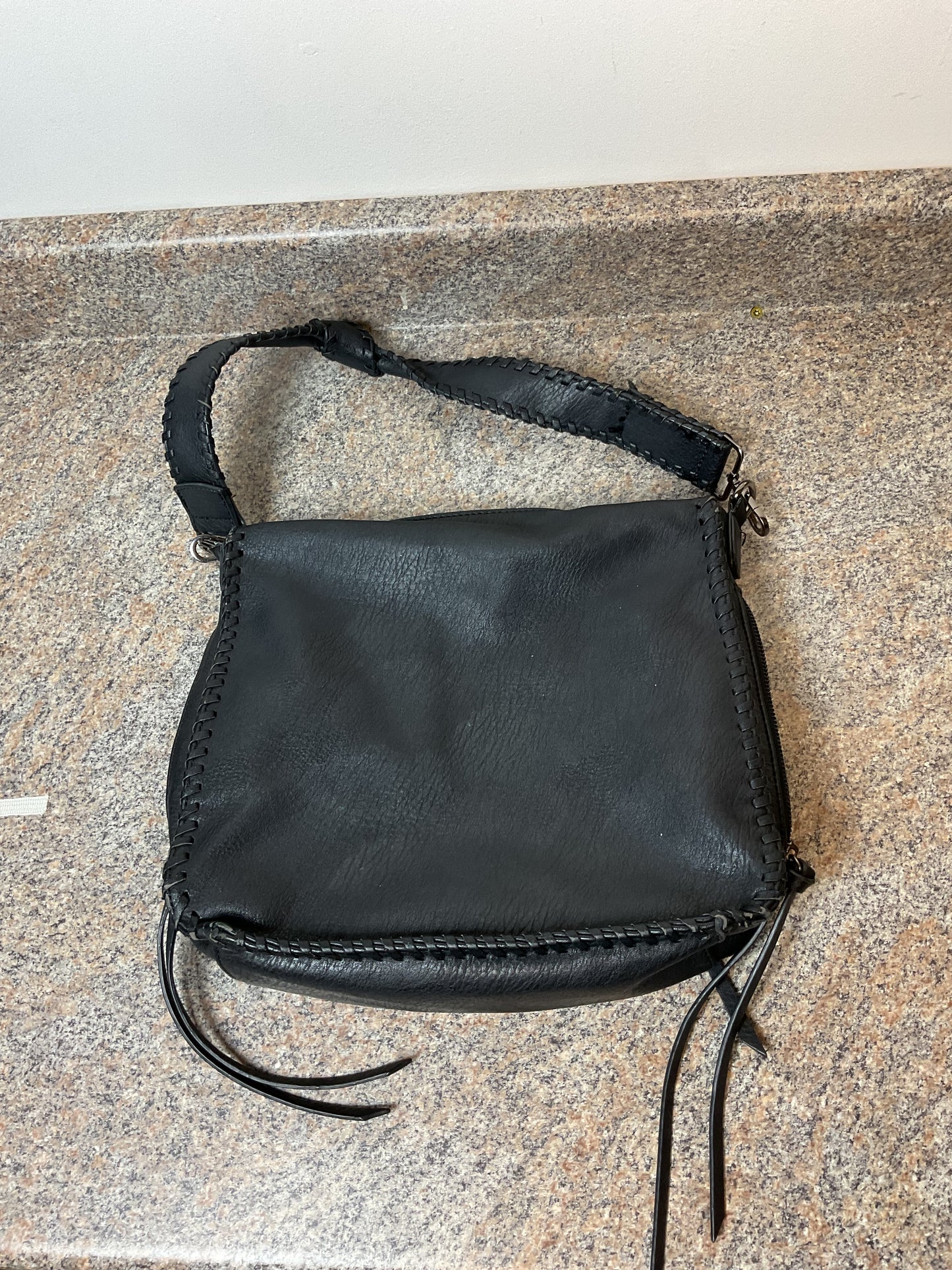 Antik Kraft Black Leather Crossbody Bag