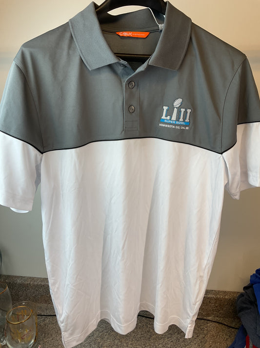 Super Bowl LII Grey and White Polo M