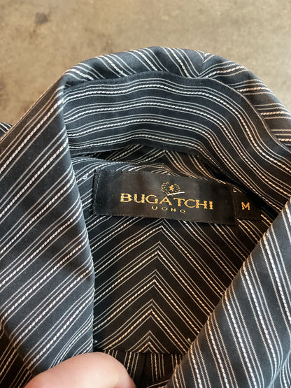 Bugatchi Uomo Black and White Striped Button Down