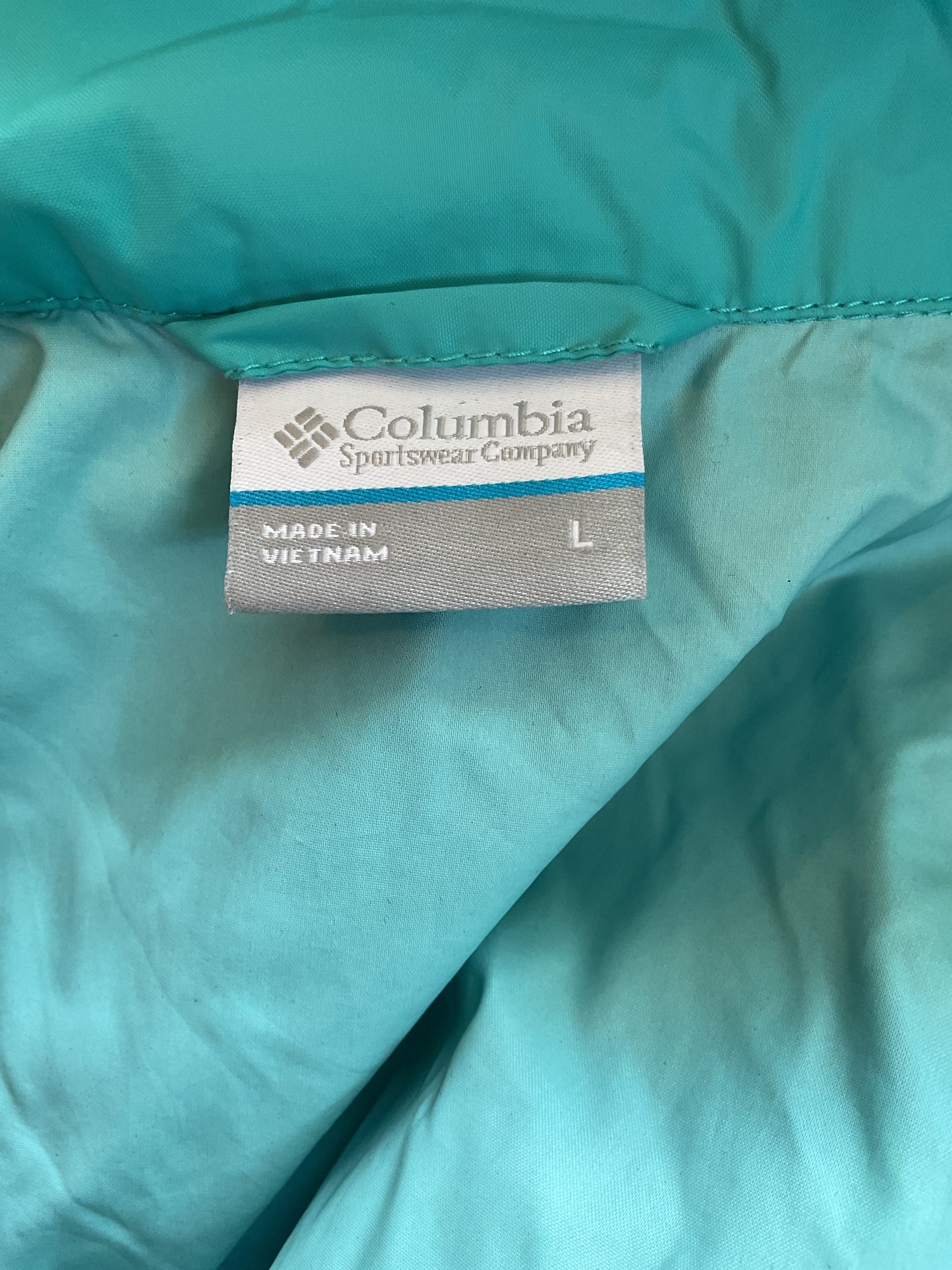 Columbia Light Hooded Teal Rain Jacket Women’s Large
