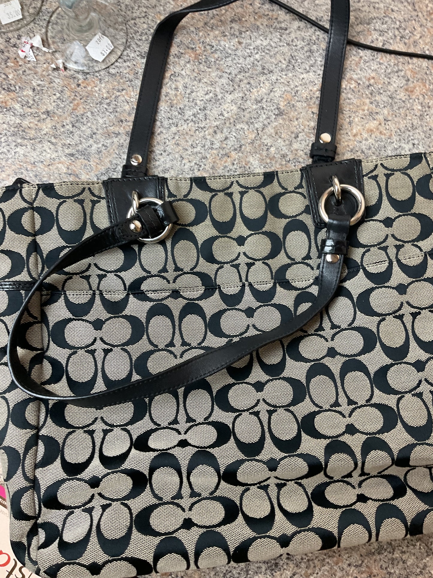 Authentic Coach Medium Sized Grey and Black Bag