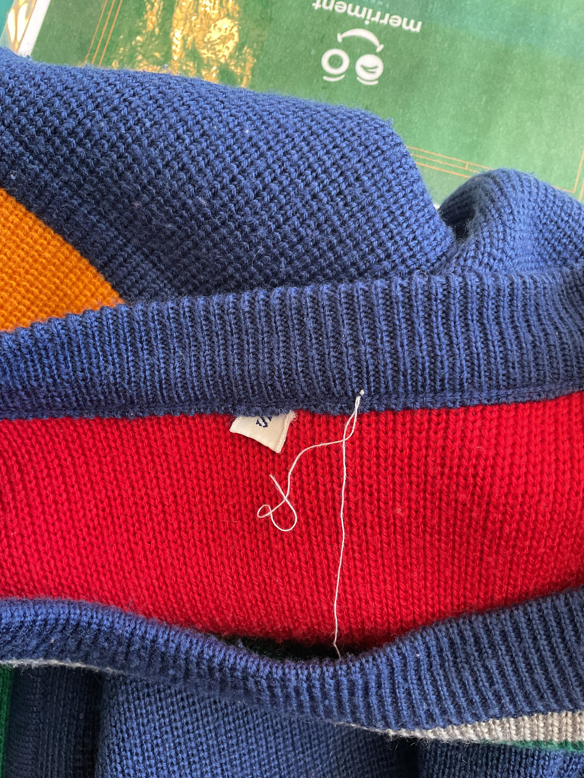 Small Colorful Unbranded Knit Sweatshirt with Retro Colors size Small