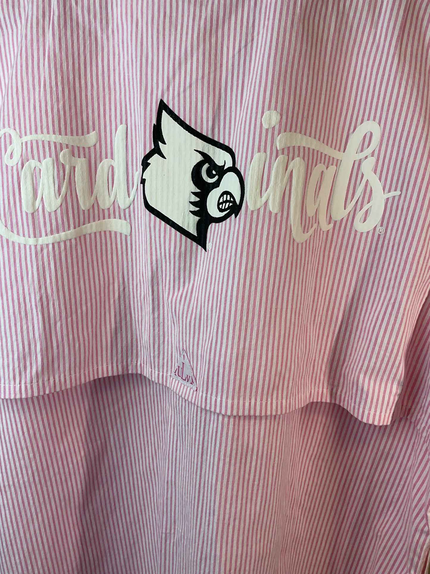 Vintage Pink Pinstripe Louisville Cardinals Button Up XL