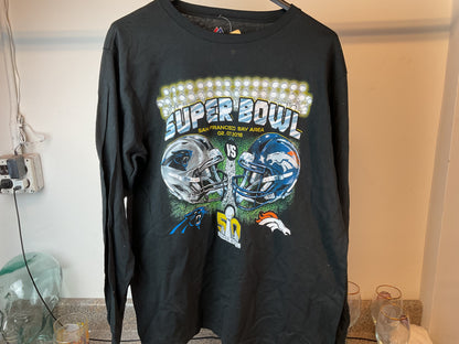 Black Super Bowl 50 Long-sleeve Tee L