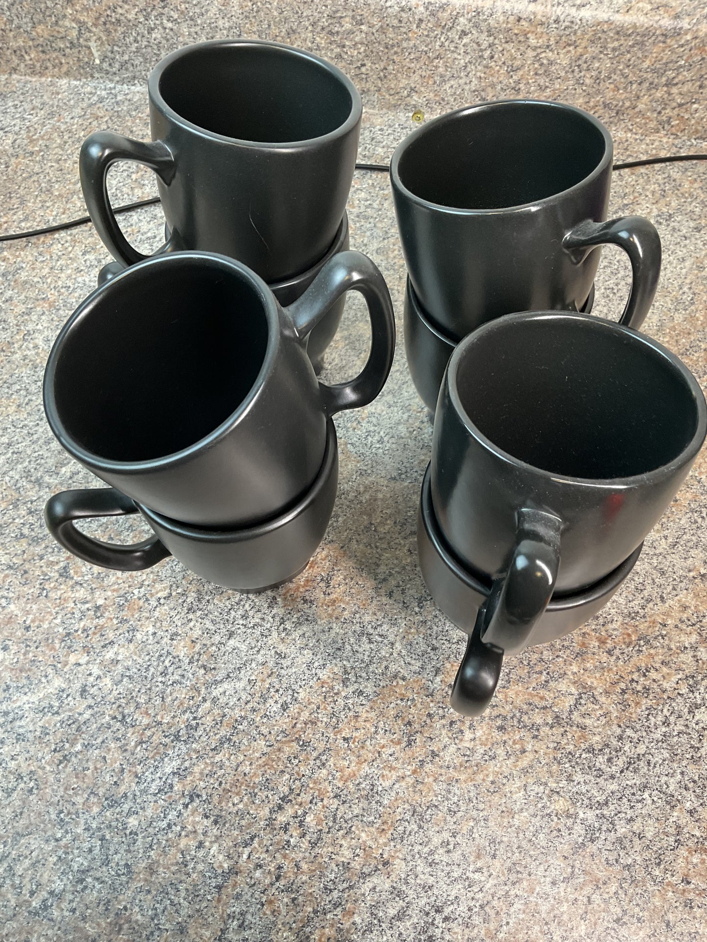 Set of 8 Sleek Modern Corso Black Coffee Mugs