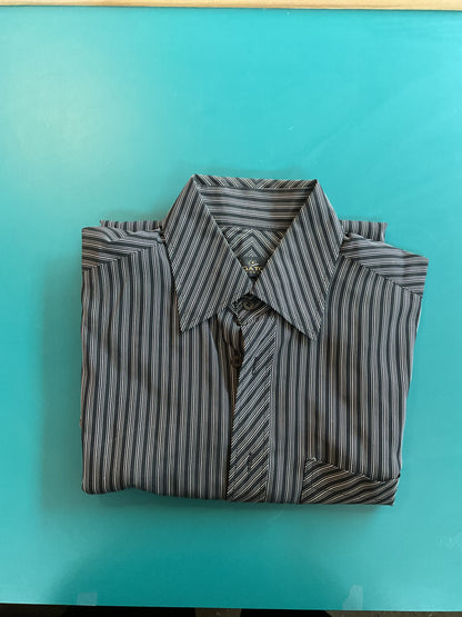 Bugatchi Uomo Black and White Striped Button Down