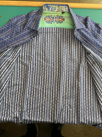 Fun Robert Graham Blue Button Up Shirt size Large