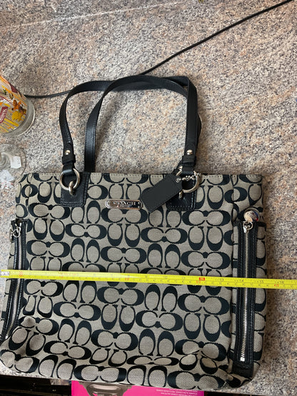 Authentic Coach Medium Sized Grey and Black Bag