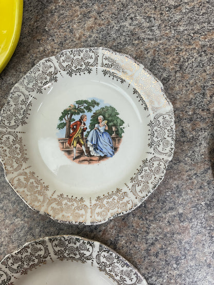 Set of Four Victorian Couple Courting Small Plates