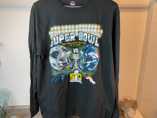 Black Super Bowl 50 Long-sleeve Tee L