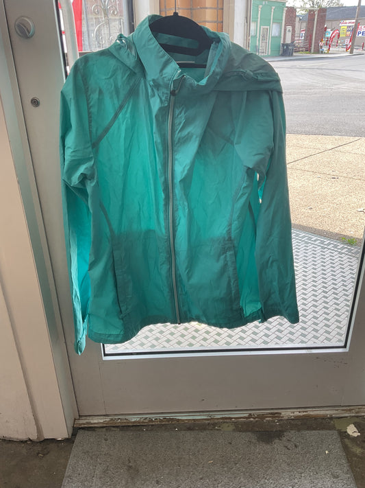 Columbia Light Hooded Teal Rain Jacket Women’s Large
