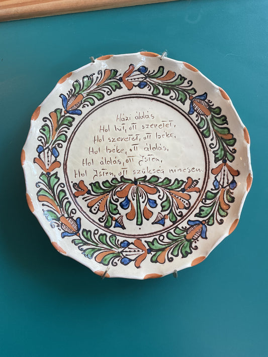 Korond Hungarian Ceramic Decorative Plate with Hanger