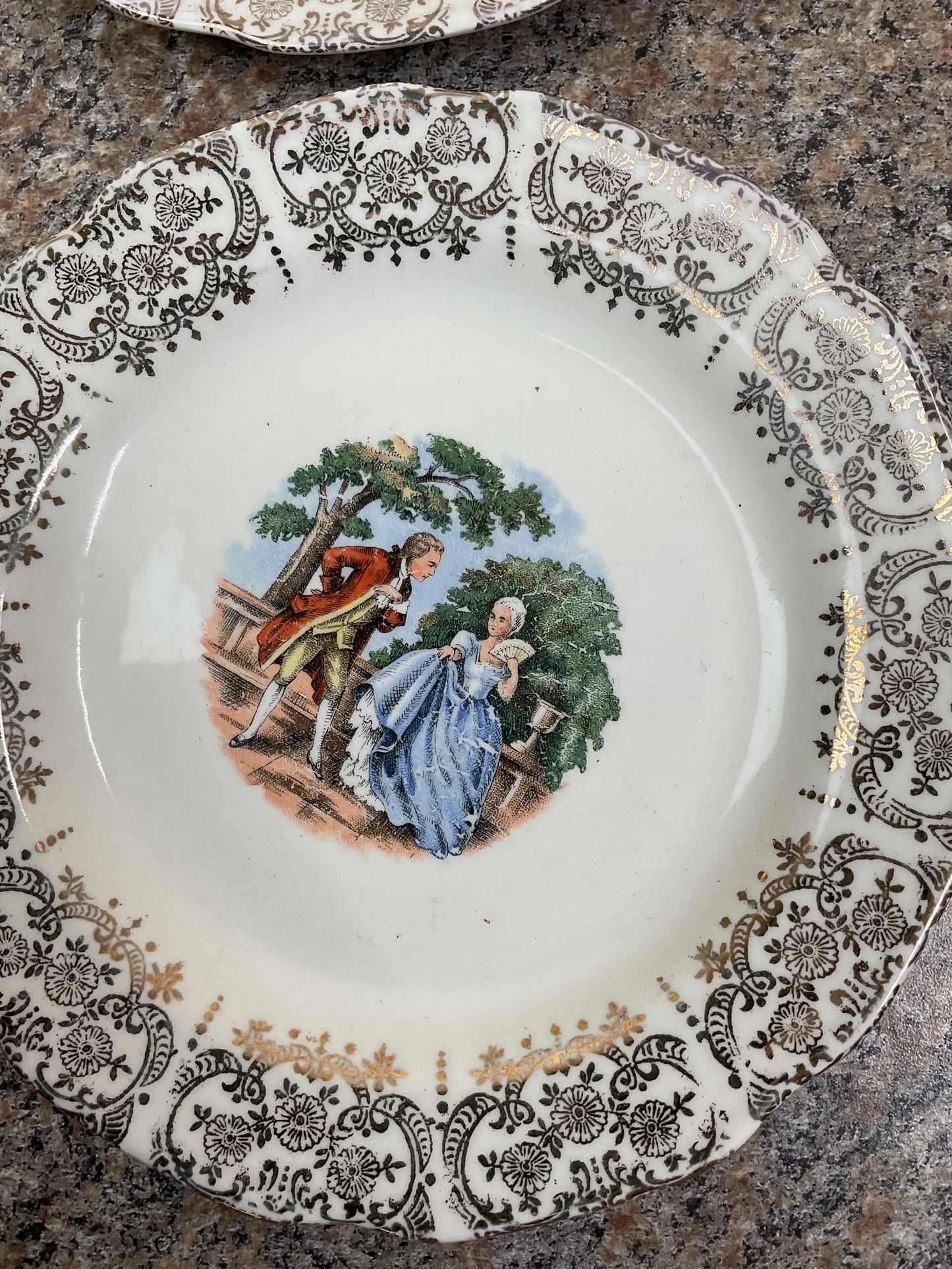 Set of Four Victorian Couple Courting Small Plates