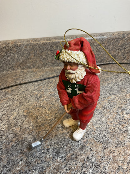 Golfing Santa Figurine Clothtique by Possible Dreams