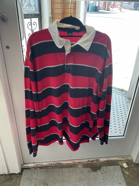 Vintage Lands’ End Striped Long sleeve Polo XL