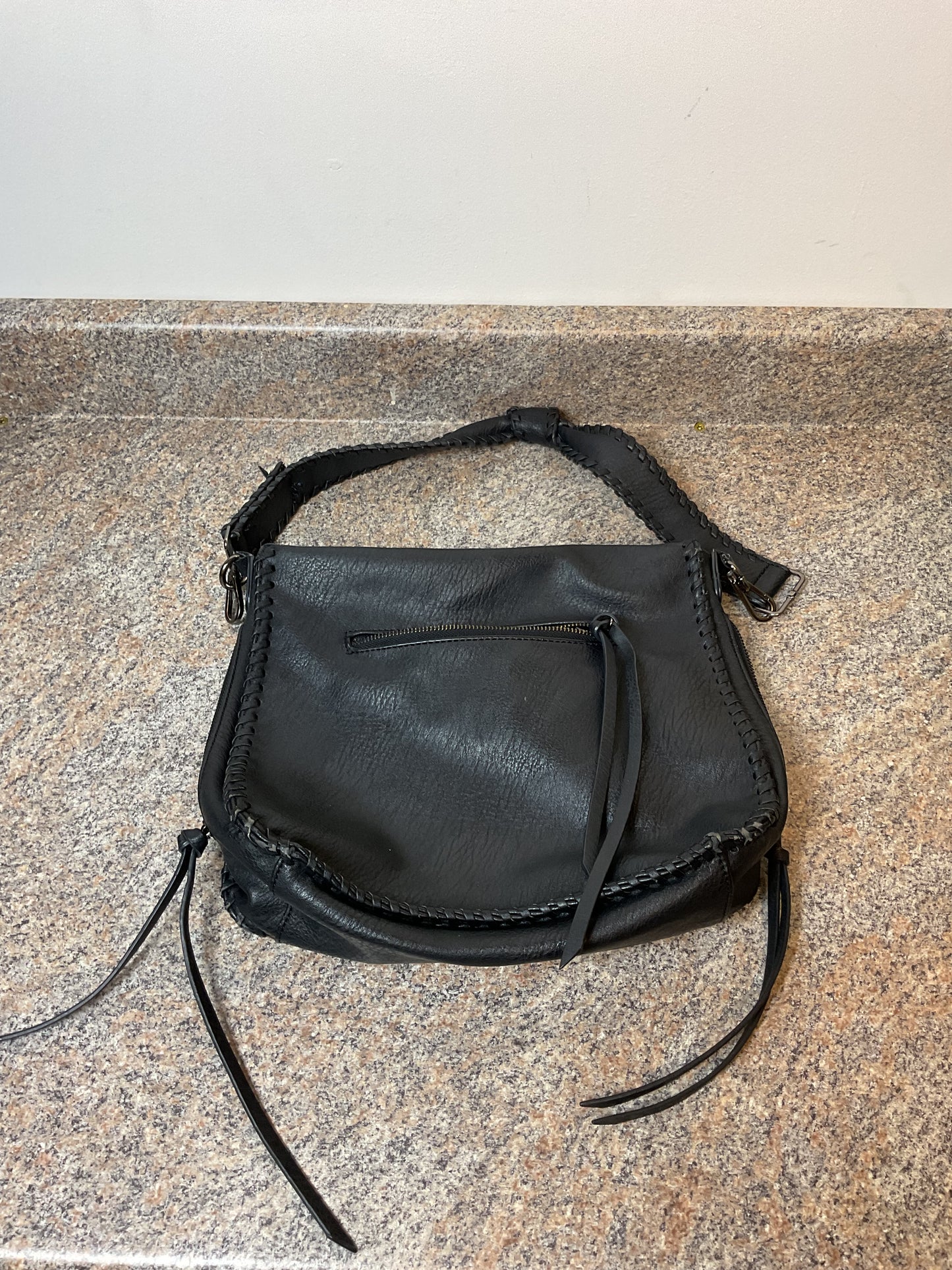 Antik Kraft Black Leather Crossbody Bag